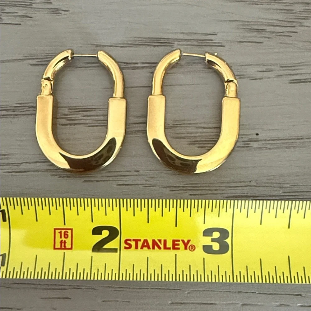 Gold Rectangular Lock Hoop Earrings